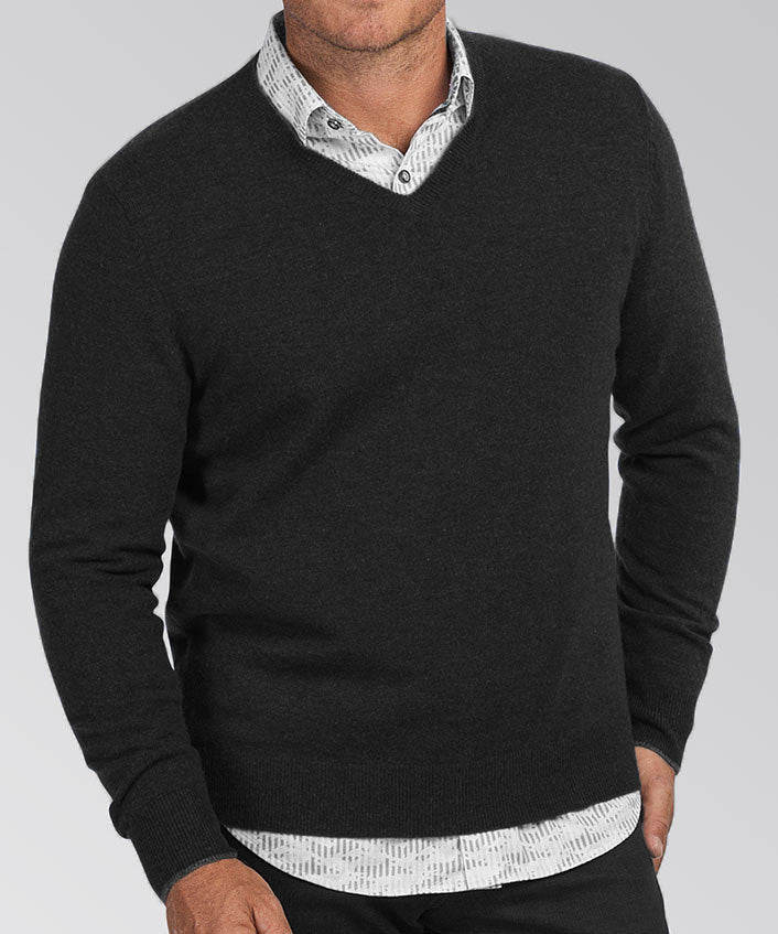 Westport Black Cashmere V-Neck Sweater