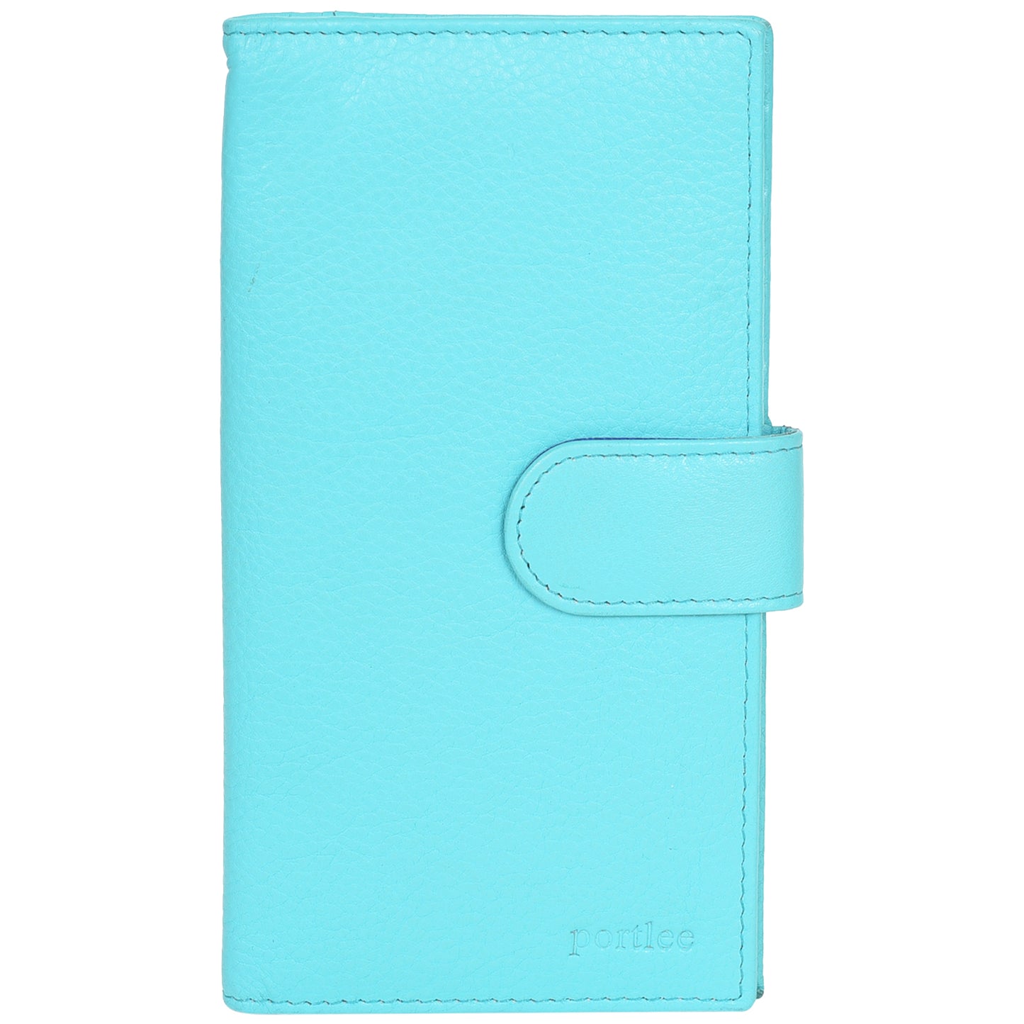 Portlee Leather Women's Card & Cash Holder Wallet, Sky Blue / Turquoise - Portlee
