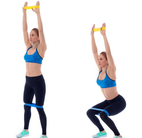 Front squat with resistance band