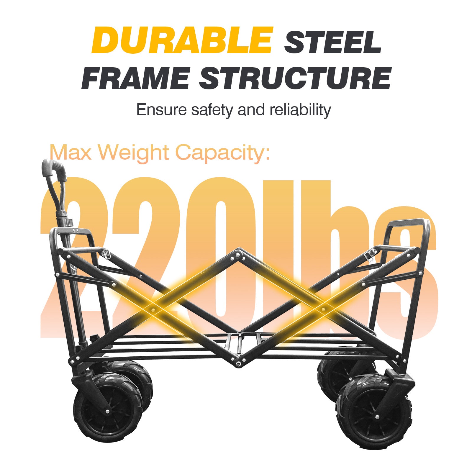 folding utility cart with steel structure