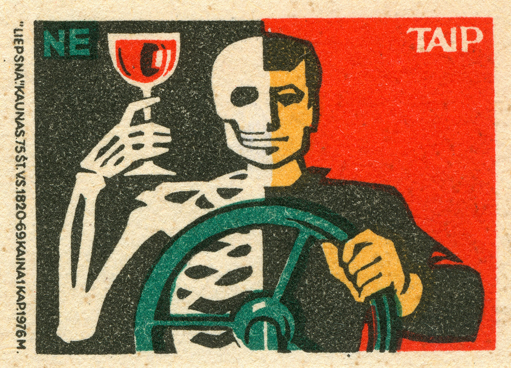 matchbox label - drinking and driving - no