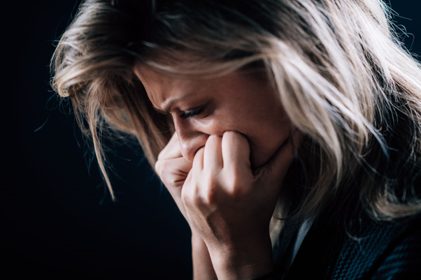 phobia portrait of a fearful troubled woman