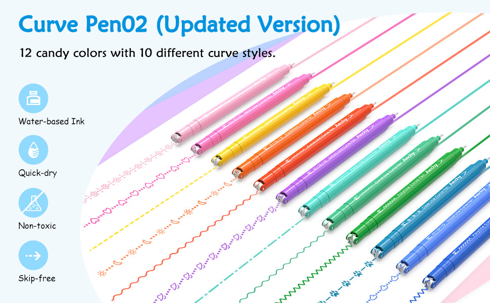 AECHY Colored Drawing Curve Pens 10 Curves and 12 Colors – Aechy