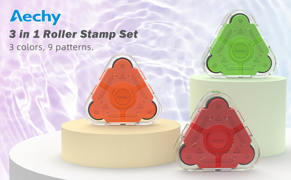 AECHY 3 in 1 Roller Curve Stamp Set 9 Colors And 9 Different Lines