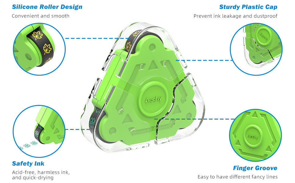 AECHY 3 in 1 Roller Curve Stamp Set 9 Colors And 9 Different Lines