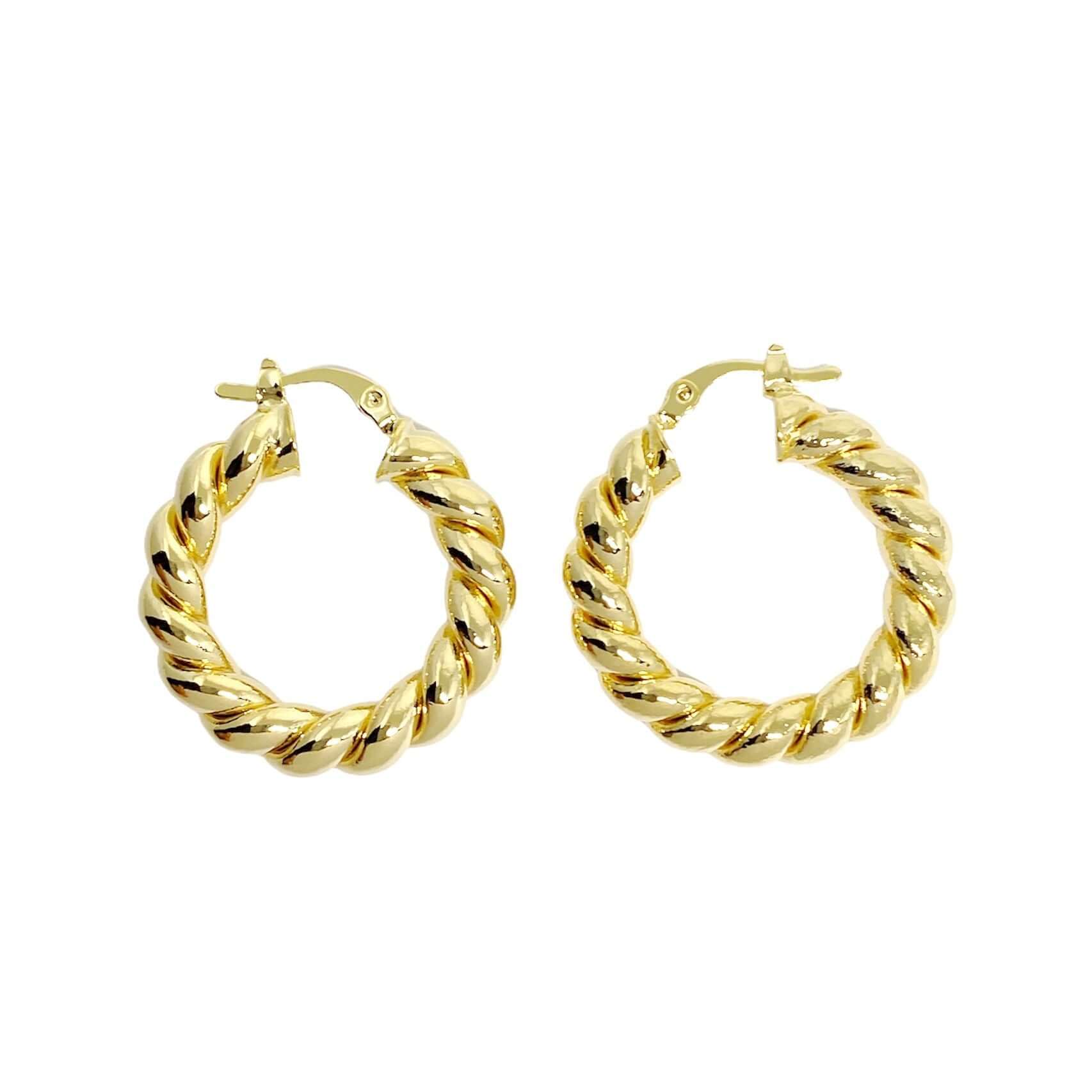 18k Gold Filled Twisted Tube Hoop Earrings Croissant Wholesale Jewelry