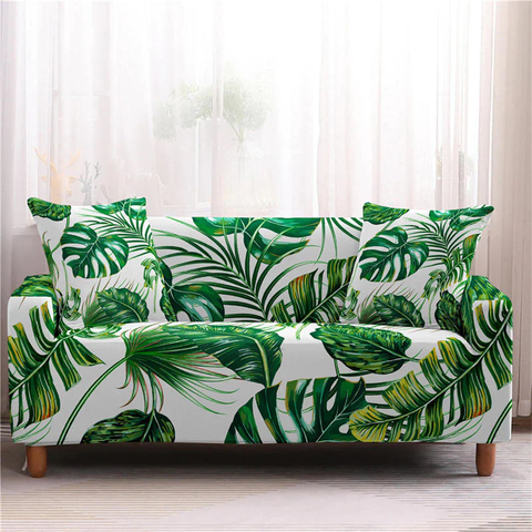 Ownkoti Monstera Pattern Elastic Stretchable Sofa Cover