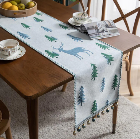 Ownkoti Christmas Tree Table Runner with Tassel