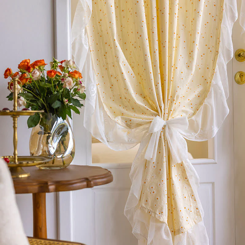 Daisy Ruffled Lace Semi-blackout Curtain