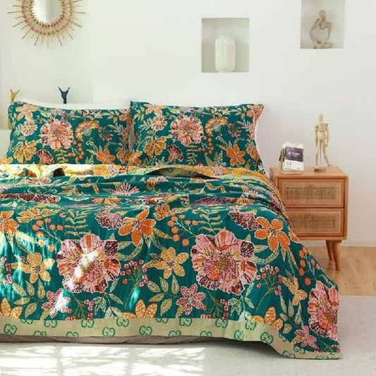 Ownkoti Olive Flower Printed Cotton Quilt – ownkoti