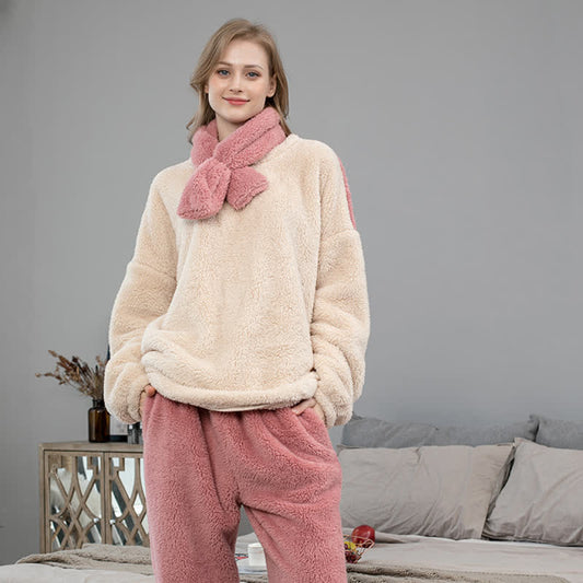 Stylish Floral Warm Fleece Pajama Set – ownkoti