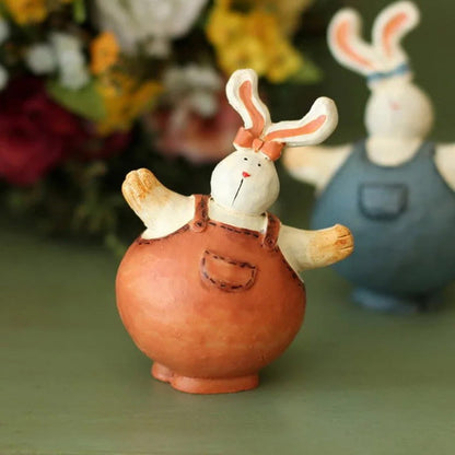 Ownkoti Creative Fat Rabbit Carving Resin Ornaments (2PCS)