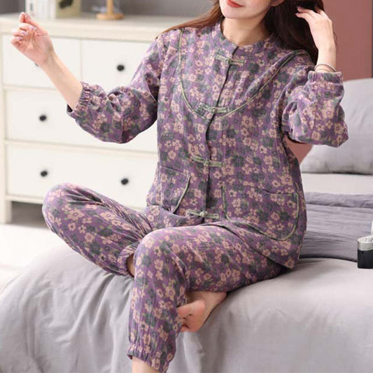 Ownkoti Black Flower Satin Pajama Set Loungewear