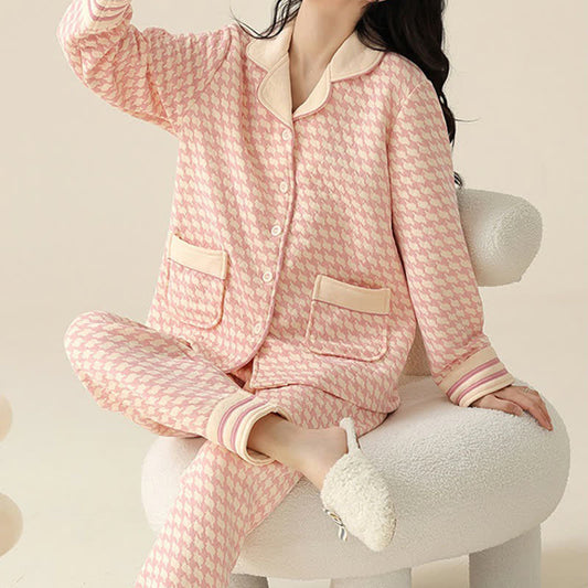 Plus-size Geometric & Floral Cotton Pajama Set