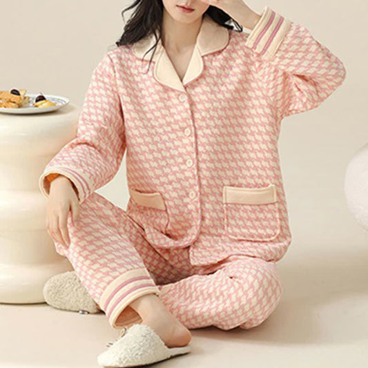 Plus-size Geometric & Floral Cotton Pajama Set