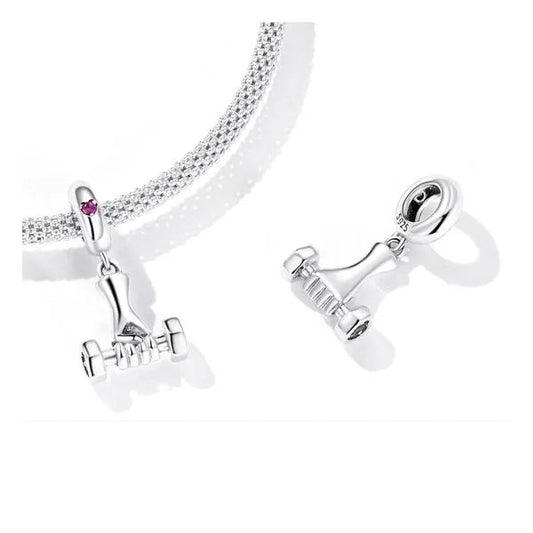 Dumbbell & Heart Dangle Charm