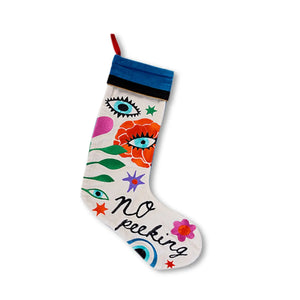 No Peeking Embroidered Stocking - Zhoosh Des Moines