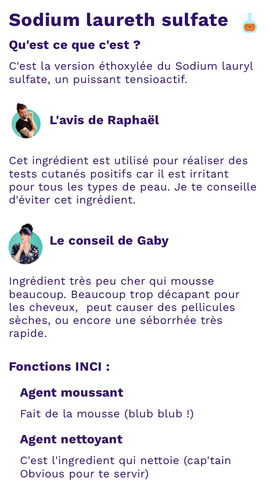 Fiche de l'ingrédient SLES sur Mireille App