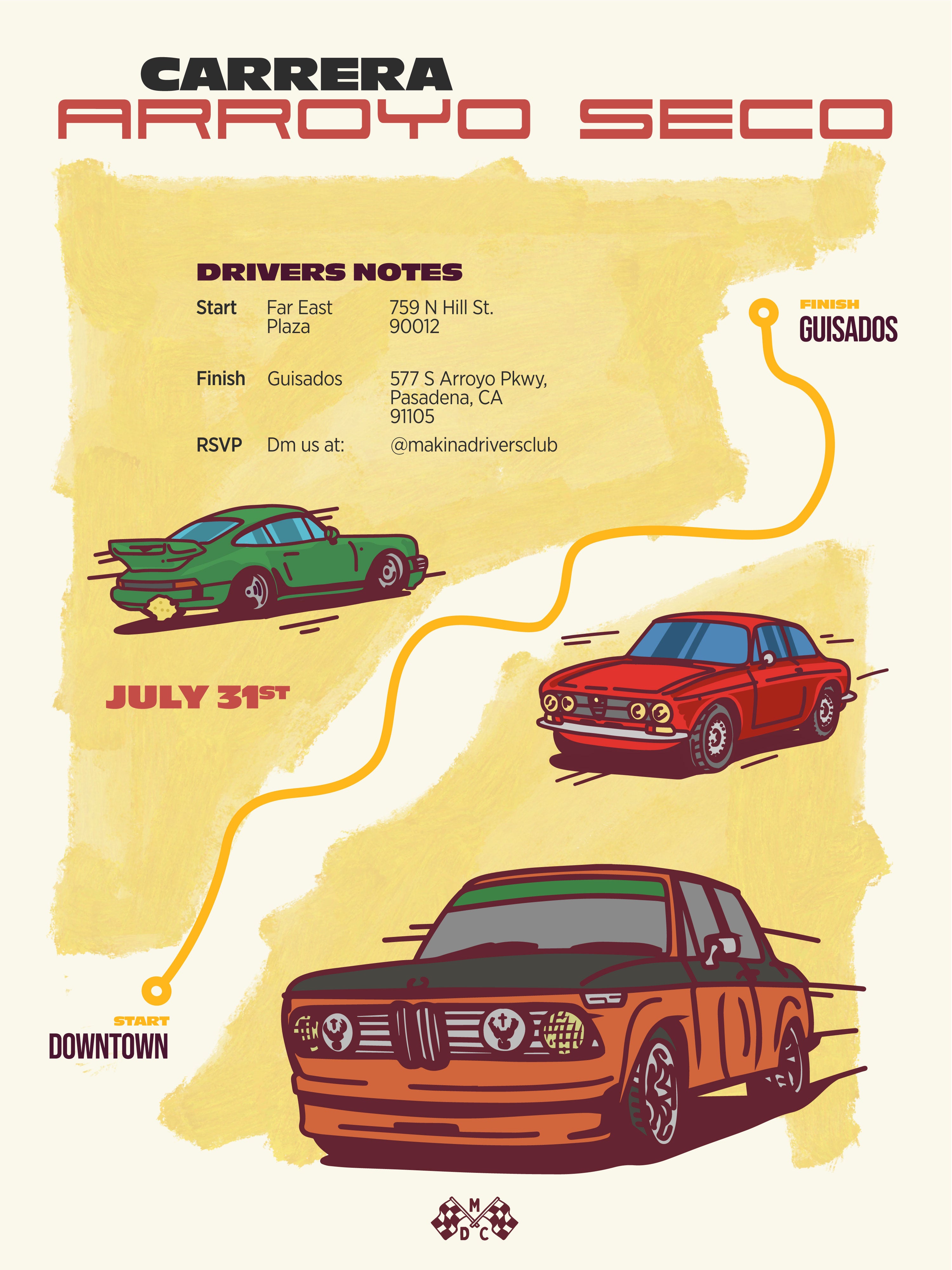 Carrera Arroyo Seco Event Poster – MAKINA DRIVERS CLUB