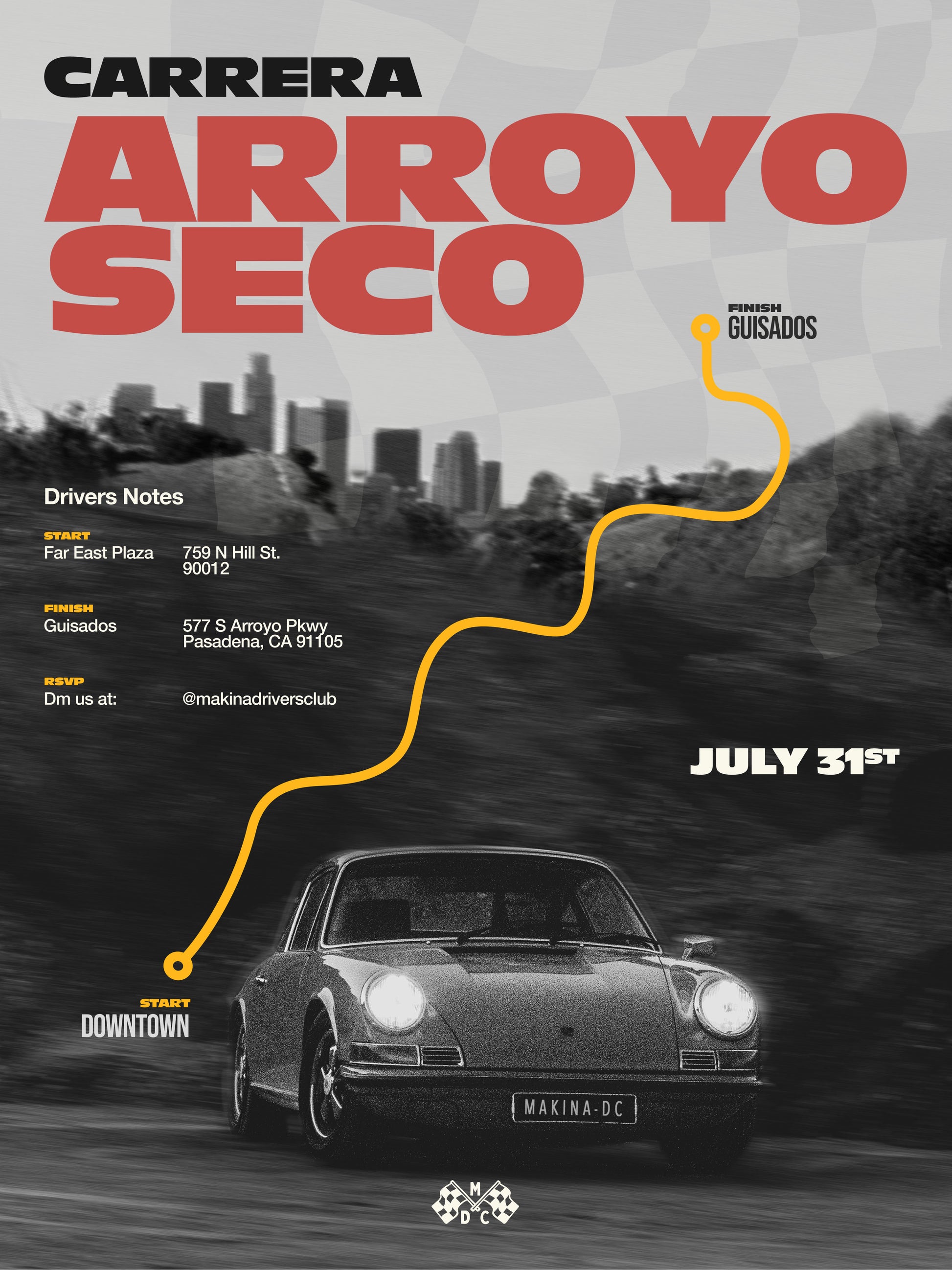 Carrera Arroyo Seco Event Poster – MAKINA DRIVERS CLUB