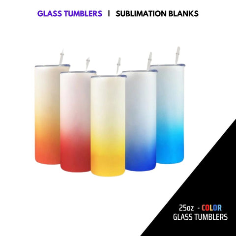 Glass Sublimation FROSTED 16oz/12oz Tumbler/Glass with Bamboo Top (cle –  Granny's Sublimation Blanks RTS