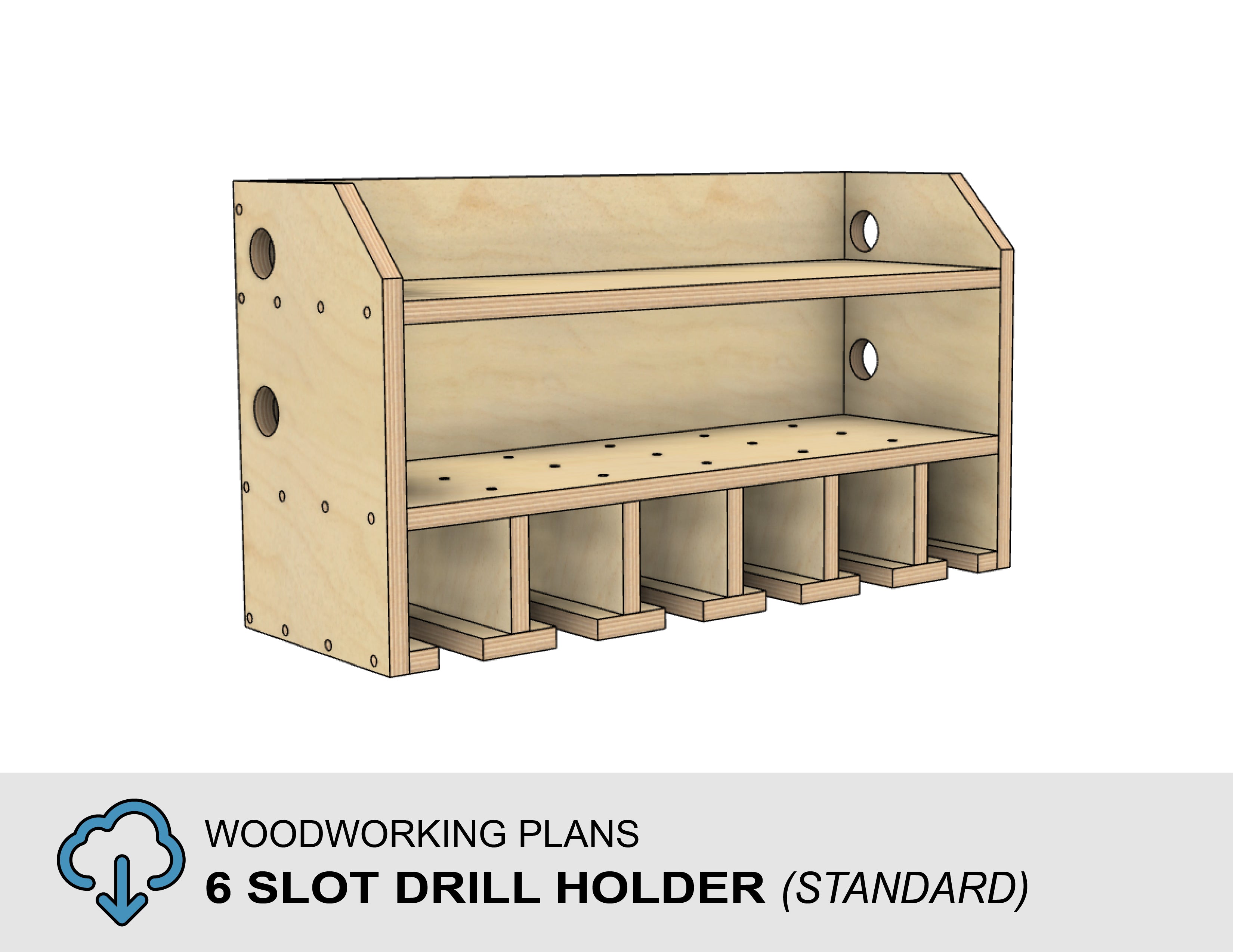 8 Slot DIY Cordless Power Tool Storage Shelf Woodworking Plans