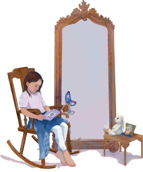 little girl in rocking chair from 