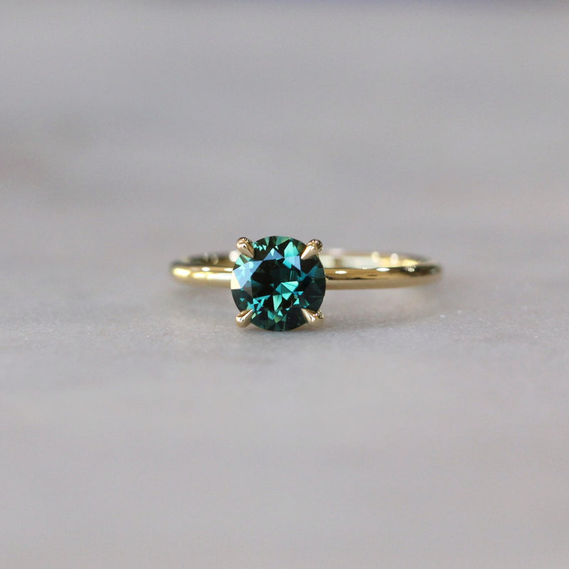 ROUND / TEAL AUSTRALIAN PARTI SAPPHIRE RING - Meg Maskell Fine Jewellery