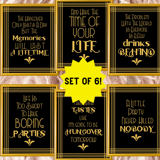 Set Of 6 Printable Party Signs For Great Gatsby or Roaring 20's Party –  Rebecca Rix Designs