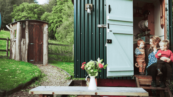 Garden shed in a farm with 3 people