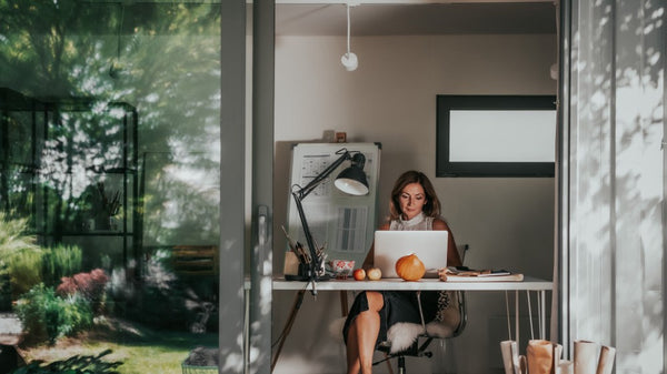 woman in a garden office