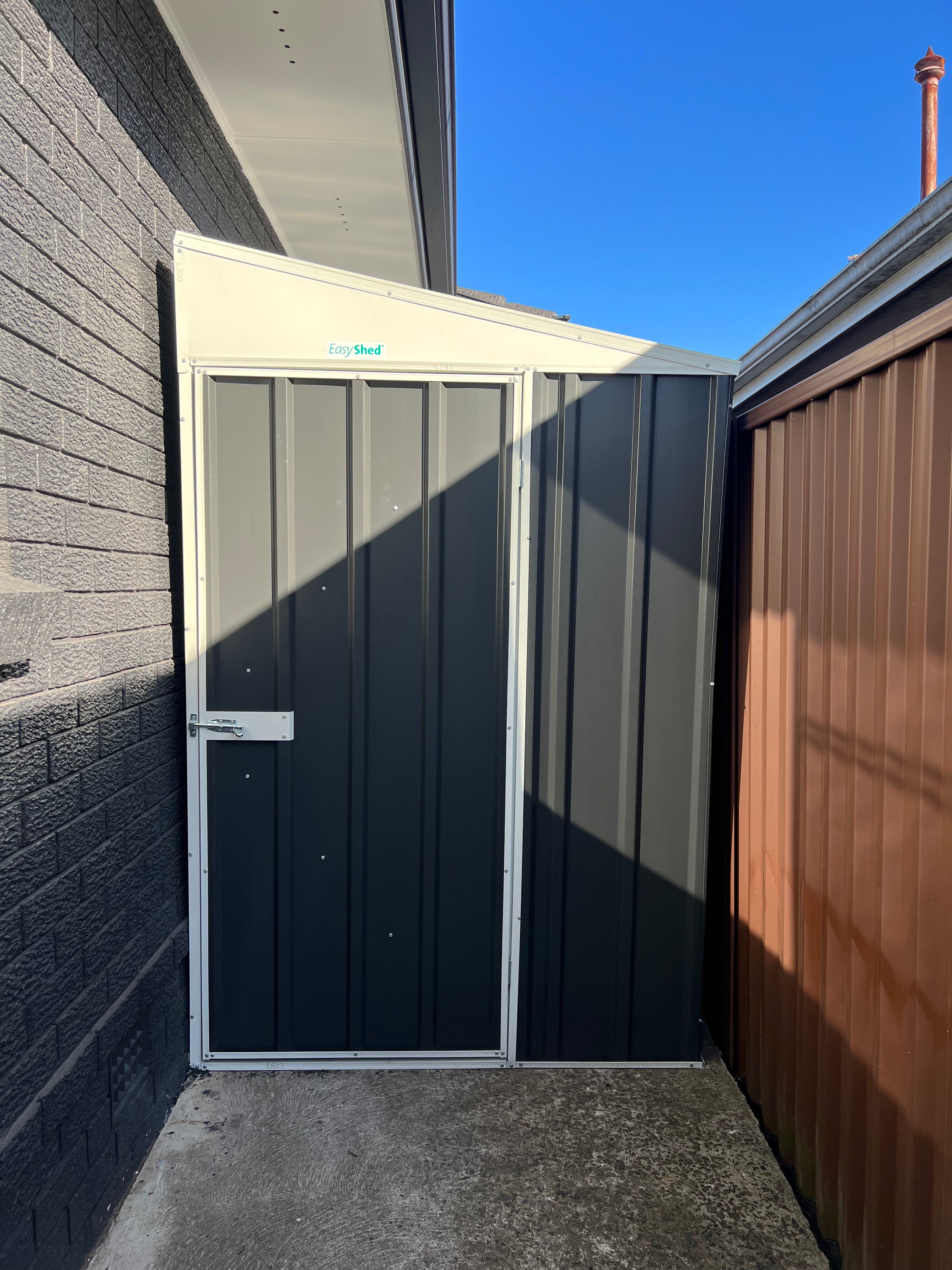 Slate Grey Skillion Roof Shed.