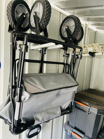 Tool Holder with hanging trolley inside the shed.