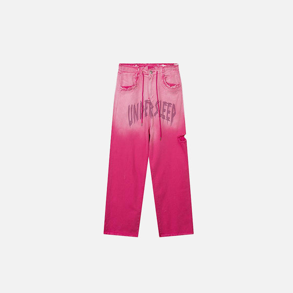 PINK BAGGY WIDE LEG JEANS