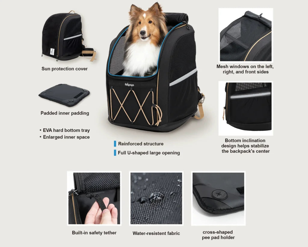 Ibiyaya Champion Large Dog Carrier Backpack -Silver-Circle-Pets