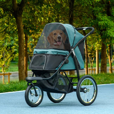 PawHut 164V 3-Wheel Dog Jogging Stroller Dog Stroller PawHut Silver Circle Pets 