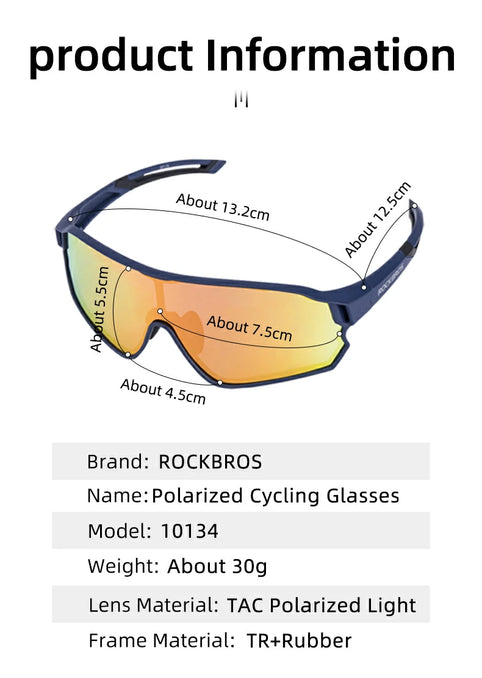 ROCKBROS Polarised Full Lens Sunglasses For Cycling Outdoor Sports UV4
