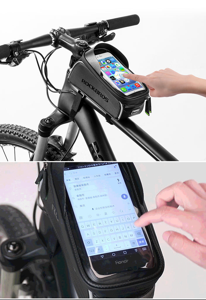 ROCKBROS Bike/Bicycle Phone Front Frame Bag, Waterproof, Tube Bag,Cycling  Pouch, Cycling Gifts for Men Compatible Phone Under 6.5”