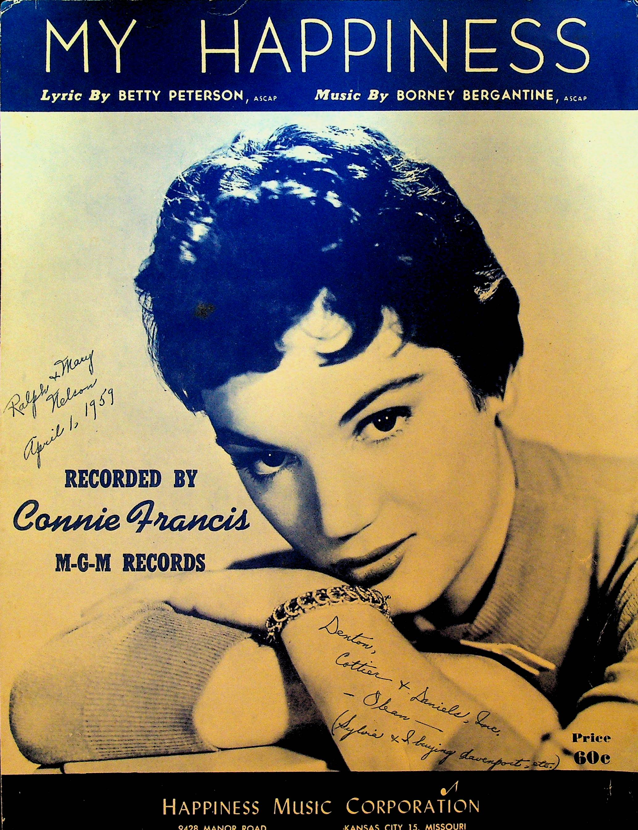 My Happiness Sheet Music Connie Francis