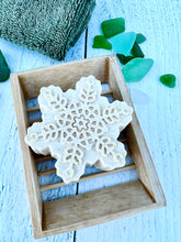 Load image into Gallery viewer, Maine Woods Hidden Sea Glass Snowflake Salt Soap Bar
