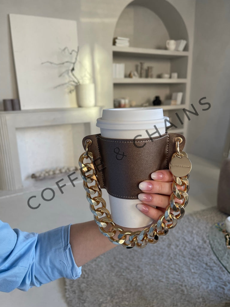 Grey Tortoise Coffee Holder  Stylish Hands-Free Coffee Accessory