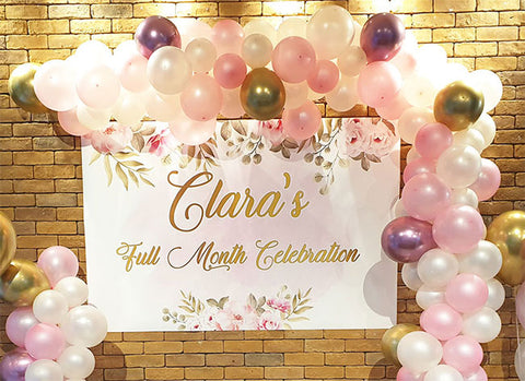 Balloon Garland over the backdrop banner.