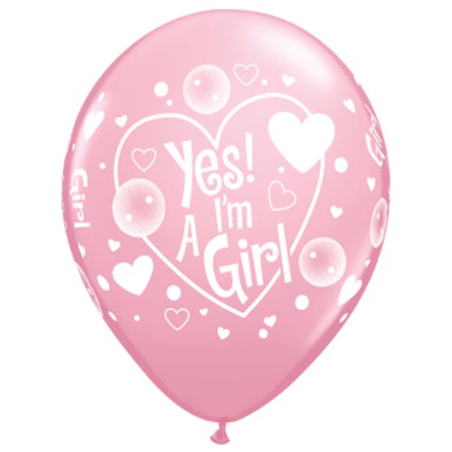11" Yes I'm a Girl Latex Balloons (5PC)