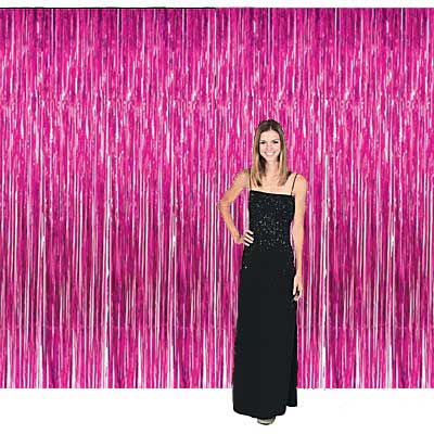 Pink Foil Fringe Curtain, Hot Pink Birthday Decorations, Pink Grad Party  Decorations 2023, Hot Pink Streamers