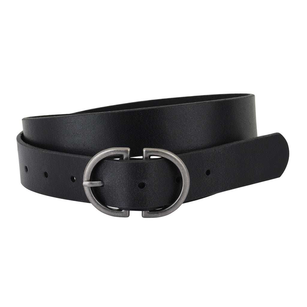 Wide Double Circle Buckle Leather Belt