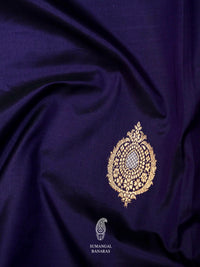 Handwoven Royal Blue Banarsi Katan Silk Saree