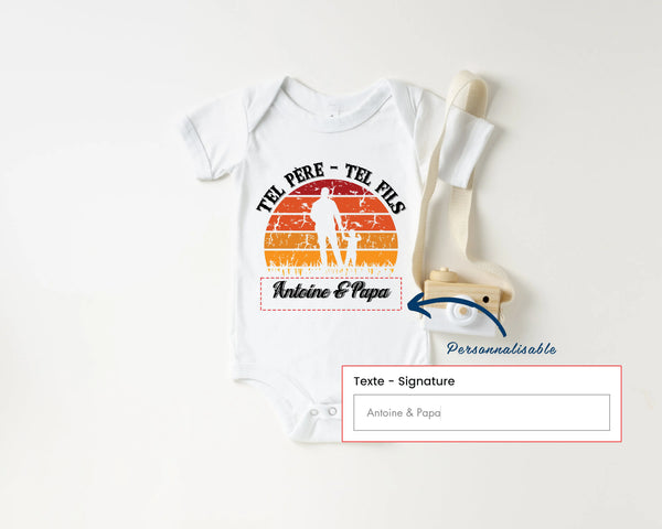Lebonshirt® Body Bébé Personnalisé 100% Coton Bio - Tel Père Tel Fils - L270522S30