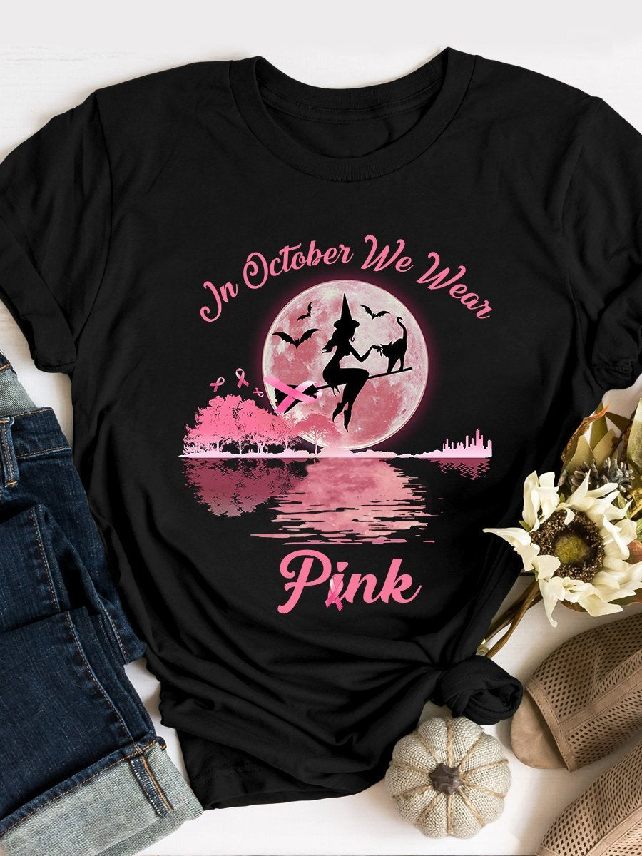 In October We Wear Pink Ribbon Witches - Breast Cancer Awareness Shirt
