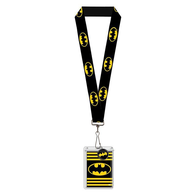 Batman Logo Stripe Yellow Black Lanyard Neck Strap ID Holder – Fundom