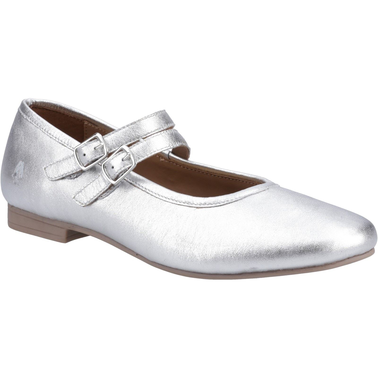Product Image for Hush Puppies Nancy Mary Jane Leather Women's Silver Flats